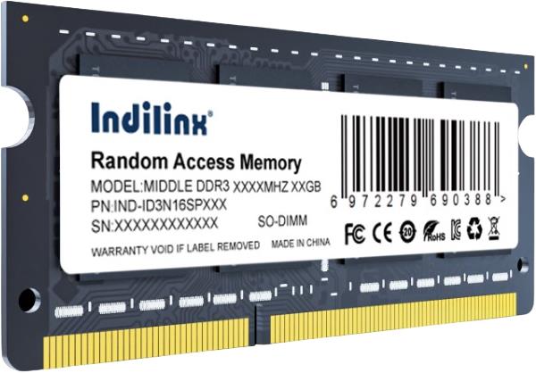 Модуль памяти для ноутбука SODIMM 8GB DDR3-1600 IND-ID3N16SP08X INDILINX - оптом у дистрибьютора ELKO