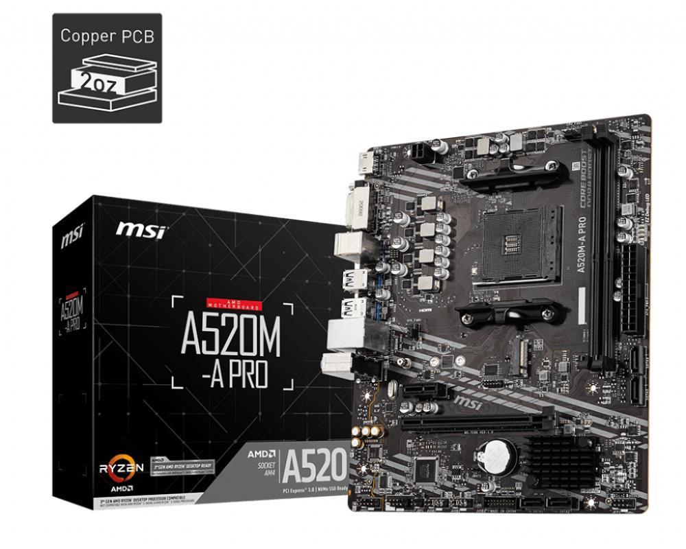 Материнская плата AMD A520 SAM4 MATX A520M-A PRO MSI - оптом у дистрибьютора ELKO