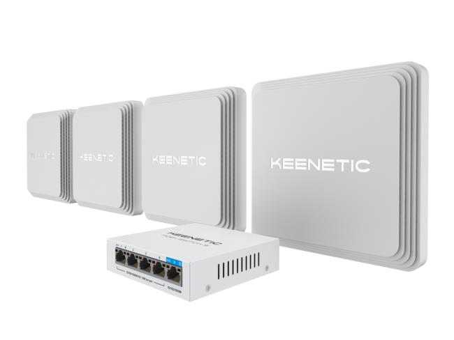 Комплект Voyager Pro 4-Pack + PoE+ switch 5 bundle KN-KIT-011 KEENETIC - оптом у дистрибьютора ELKO