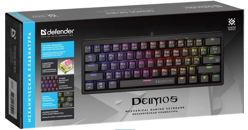 Клавиатура MECHANICAL DEIMOS GK-303 RU RGB 45303 DEFENDER 0 - оптом у дистрибьютора ABSOLUTETRADE