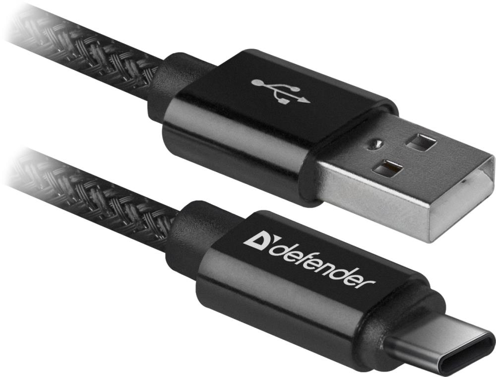 Кабель USB2.0/TYPE-C 1M BLACK USB09-03T 87814 DEFENDER 0 - оптом у дистрибьютора ABSOLUTETRADE